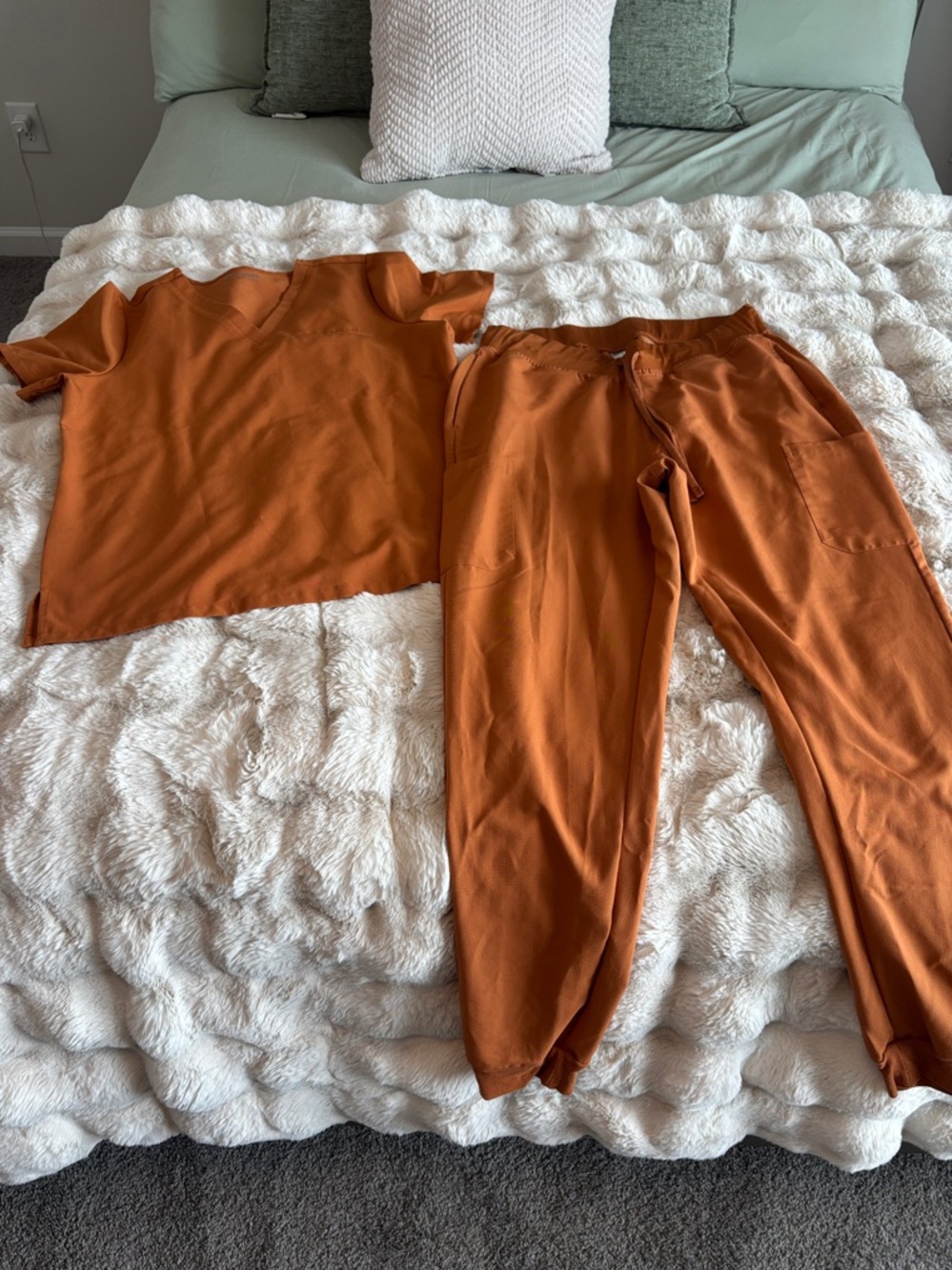 Mandala Women's Scrub Set in Rust Orange